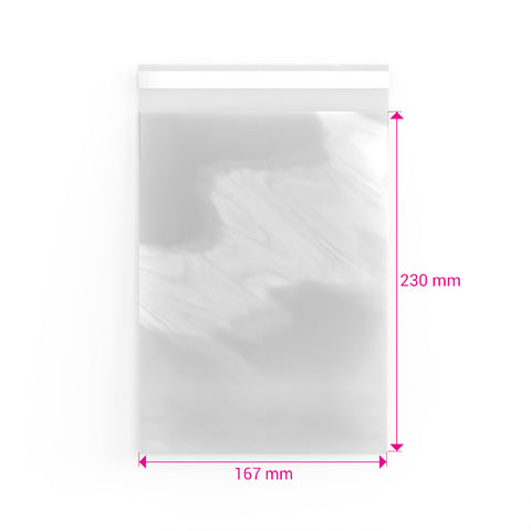 Cello Bags (Non-Header) Clear 230 x 167 mm