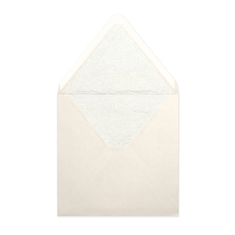 Paper Lined Envelopes Ivory + White Fancy Paper 160 x 160 mm