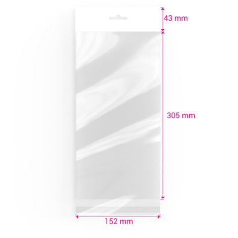 Cello Bags (With Header) Clear 305 x 152 mm