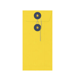 Coloured envelopes with string and washer closure Yellow + Navy Blue 220 x 110 mm (DL)