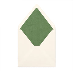 Paper Lined Envelopes Ivory + Green Fancy Paper 160 x 160 mm