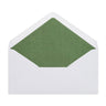 Paper Lined Envelopes White + Green Fancy Paper 110 x 220 mm (DL)